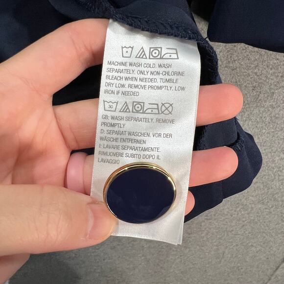 GRAVER Susan Graver LK Fuston 3/4 Sleeve Cutaway Hem Blazer Navy Small - Picture 8 of 10